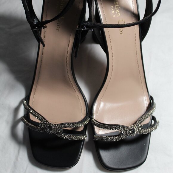 NWOB Christian Dior Sunset Sandals Bow Back Chunk Heels Ankle Strap 40.5 - Picture 6 of 8